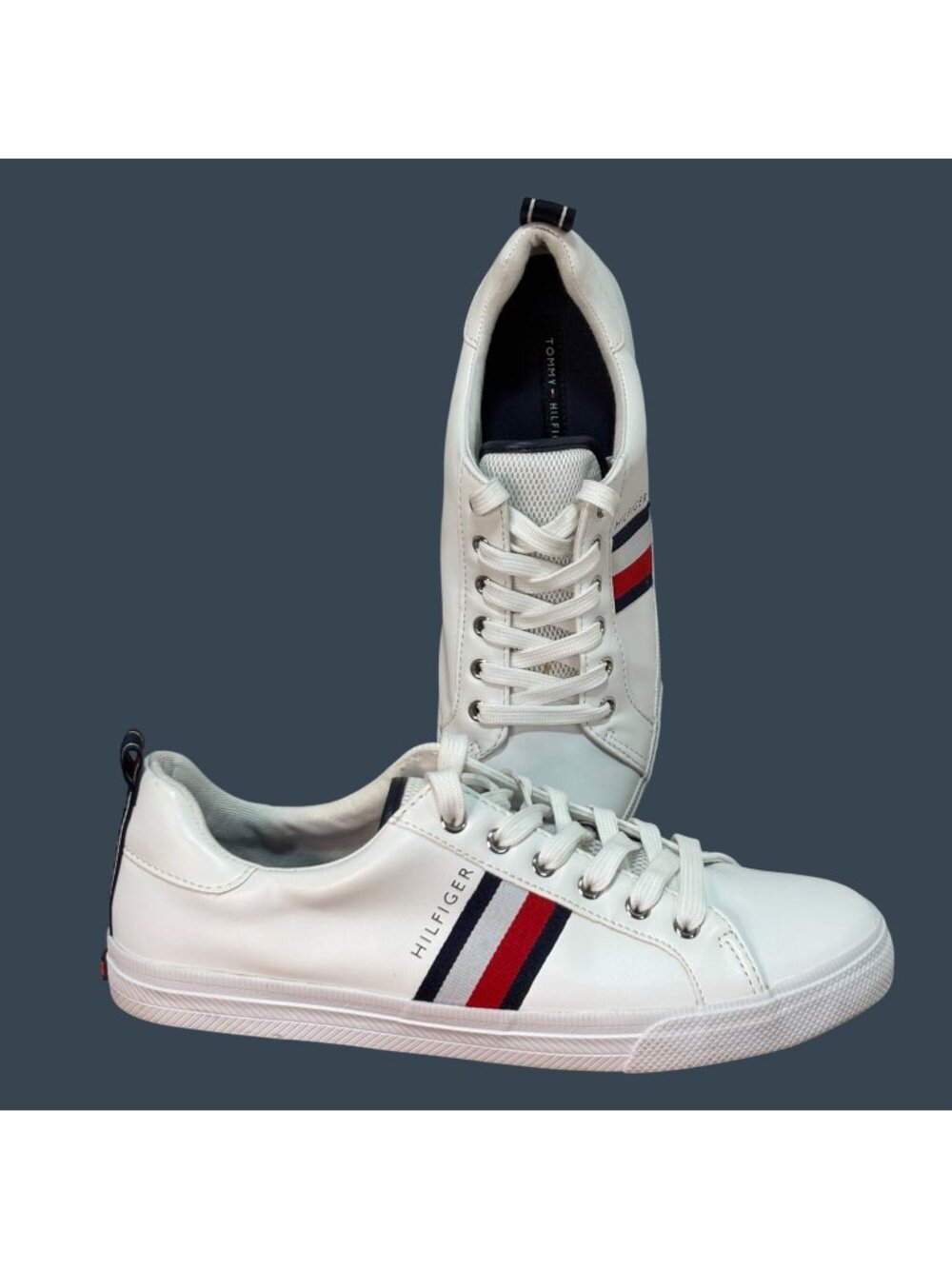 Tommy Hilfiger Womens White Sneakers Size 9M Casual Lace-Up